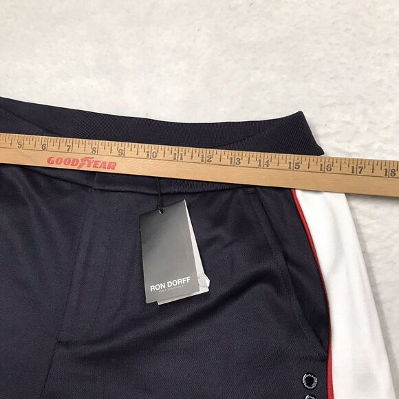 NWT RON DORFF Track Pants Men M (32x32) Navy Blue White Racing Stripe Zip Fly - Picture 8 of 16